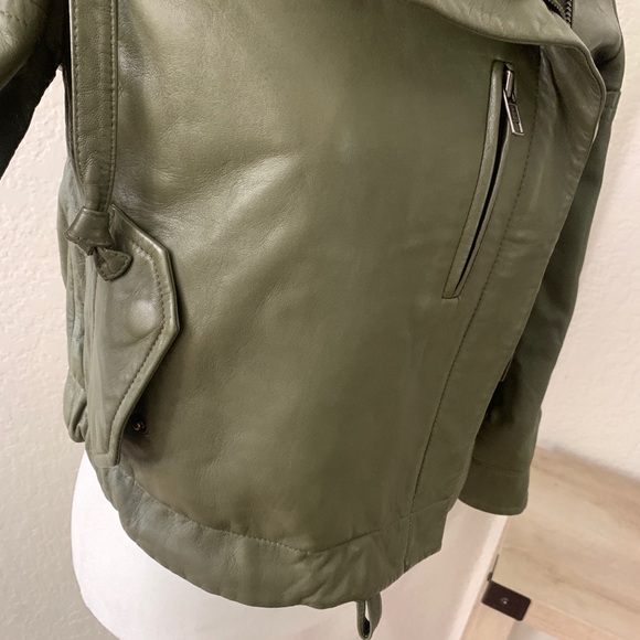 YaYa Aflalo 100% Leather Moto Jacket Green - Picture 3 of 10